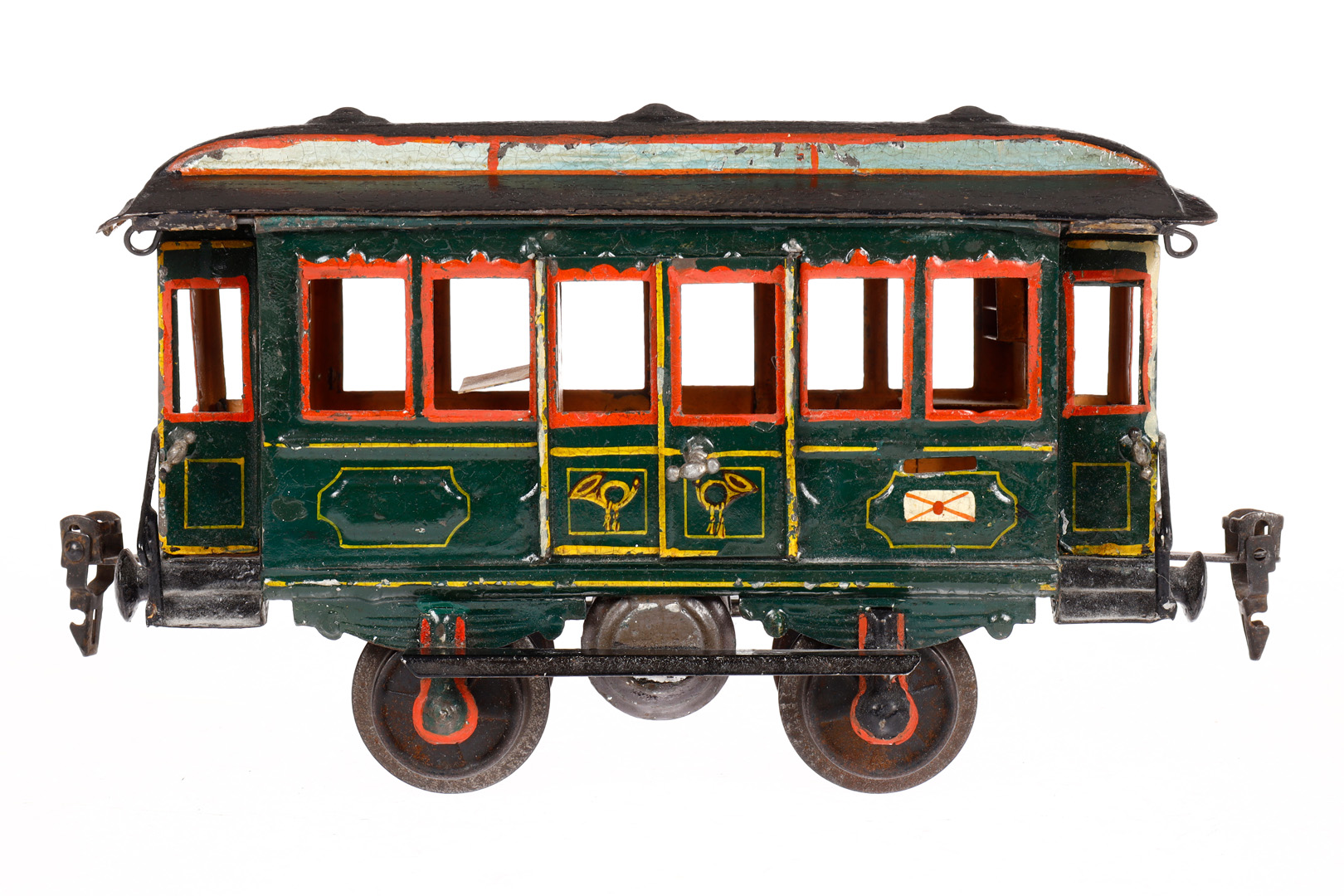 Märklin Postwagen 1822, Spur 1, uralt, HL, 4 AT, 2 x 2 DT, 2A, mit Inneneinrichtung, Trittbretter