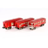 3 Lionel Wagen, Spur 0, rot, LS, L 22,5, Z 3