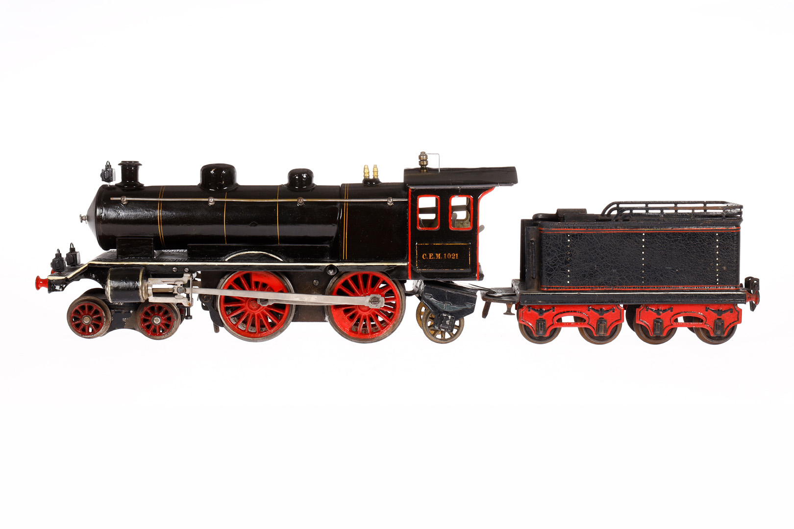 Märklin 2-B-1 Dampflok CEM 1021, mit 4A-Tender, Spur 1, Uhrwerk intakt, mit 3 imit. Stirnlampen