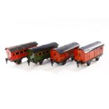 4 Märklin Wagen 1721 und 1722, Spur 0, CL, LS, L 14,5, Z 4