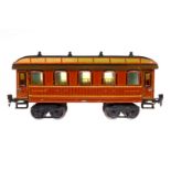 Märklin Schlafwagen 1843, Spur 1, uralt, HL, mit Inneneinrichtung und 4 AT, LS tw ausgeb.,