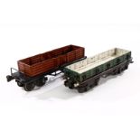 2 Märklin Güterwagen, Spur 0, HL und ÜL, NV, L 21,5, Z 4