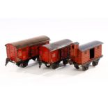 3 Märklin Güterwagen, Spur 0, LS, Alterungsspuren, L 13-16,5, Z 3