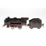 Märklin B-Dampflok R 890, Spur 0, Uhrwerk intakt, schwarz, mit Tender, LS und Alterungsspuren, Z 4