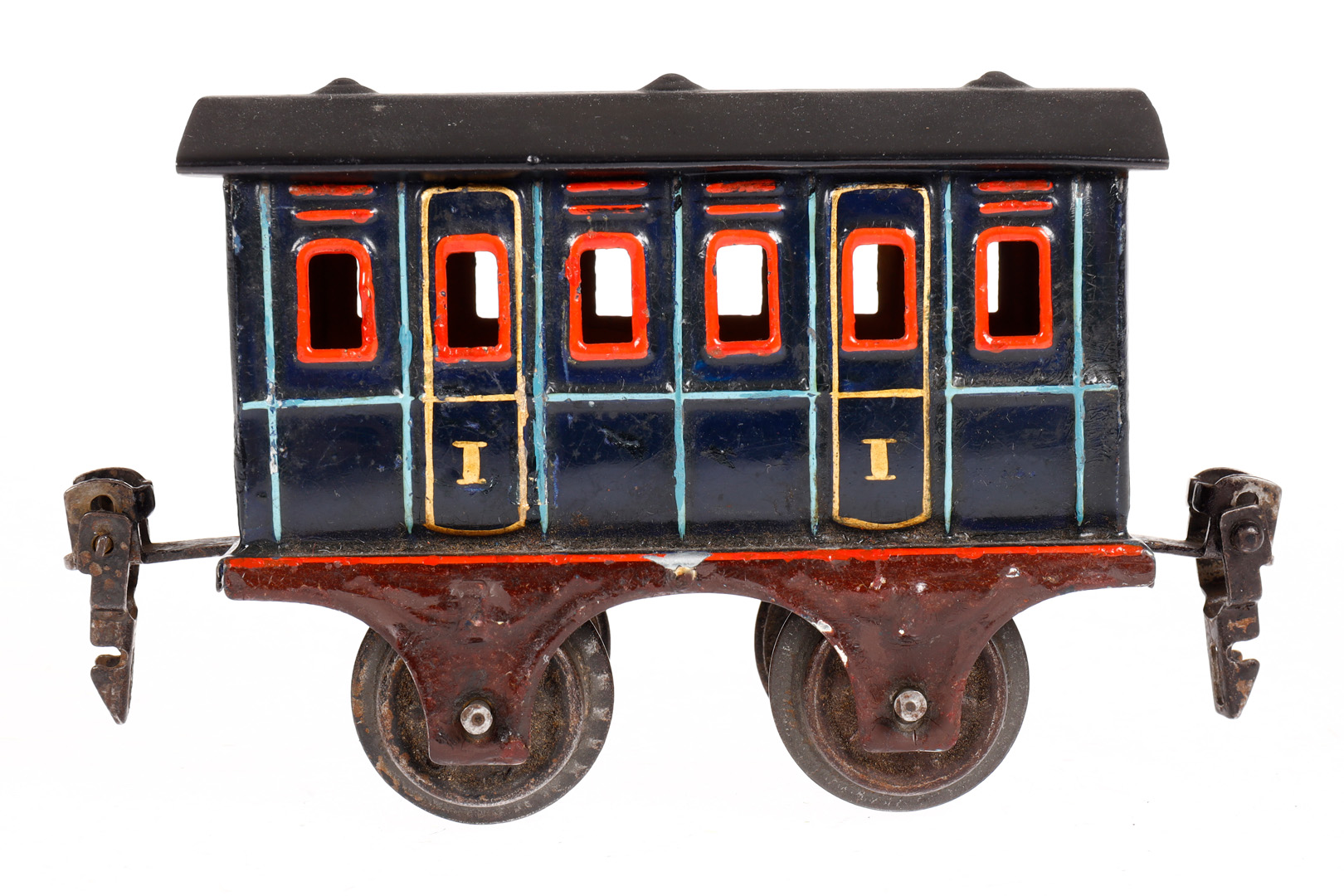 Märklin Abteilwagen 1855, Spur 0, uralt, HL, Dach ersetzt, leichte Alterungs- und Gebrauchsspuren, L