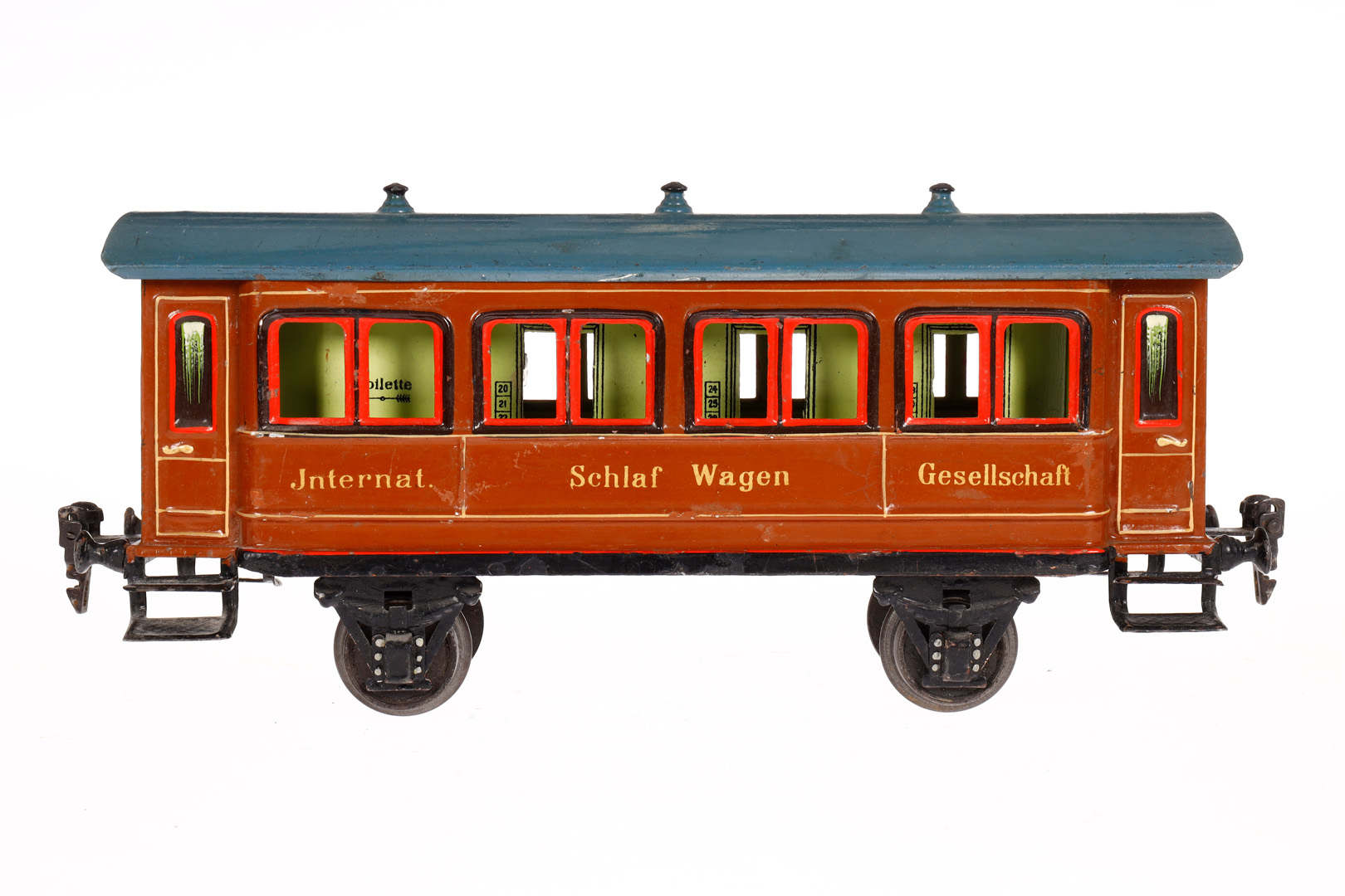 Märklin int. Schlafwagen 1943, Spur 1, uralt, HL, mit Inneneinrichtung und 3 imit. Dachlüftern,