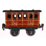 Märklin Abteilwagen 1806, Spur 1, uralt, rotbraun, HL, mit Inneneinrichtung und 4 AT, 1 Türgriff