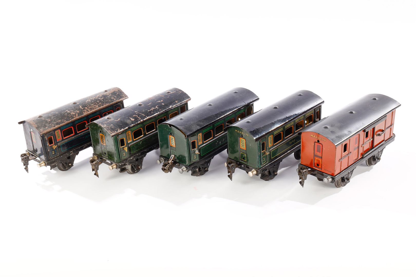 5 Märklin Wagen 1874 und 1875, Spur 0, CL, LS, L 16,5, Z 4