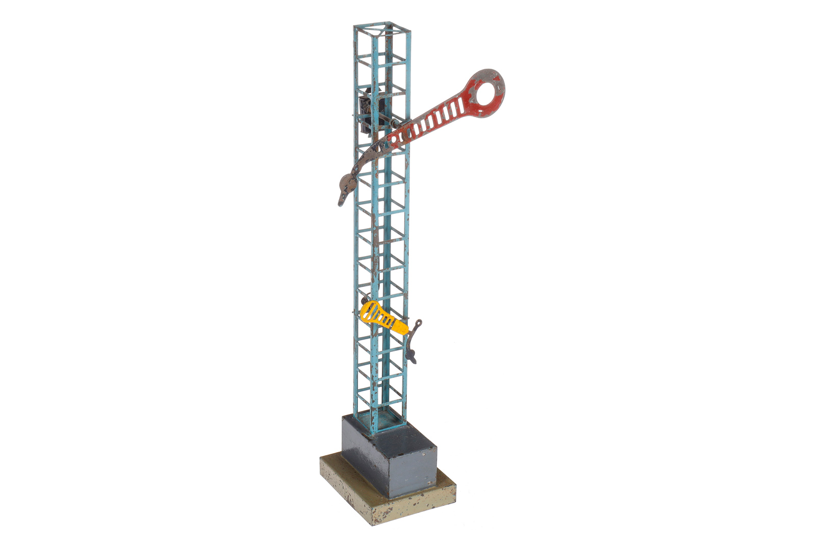 FV Gittermastsignal, uralt, mit Laterne und Feststellhebel, alterungsbedingte LS, H 30 cm, Z 2.