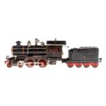 Märklin 2-B amerikanische Dampflok AEE 4021, mit 4A-Tender, Spur 1, spiritusbetrieben, handlackiert,