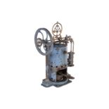 CR kleine Dampfmaschine, stehender Kessel, uralt, handlackiert, mit Brenner und oszill. Zylinder,