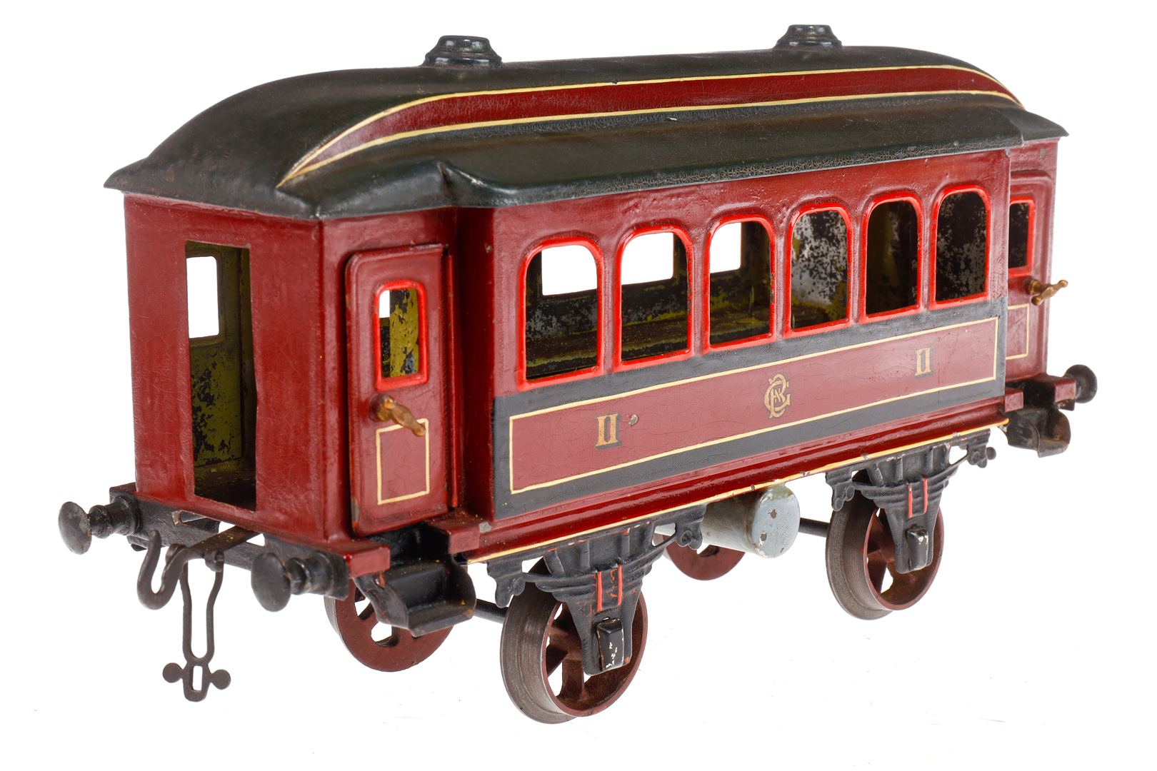 Äußerst seltener Bing Zug, Spur 3, Spurweite 67 mm, uralt, mit Batterie, Bing Vollbahnlok, - Image 11 of 15