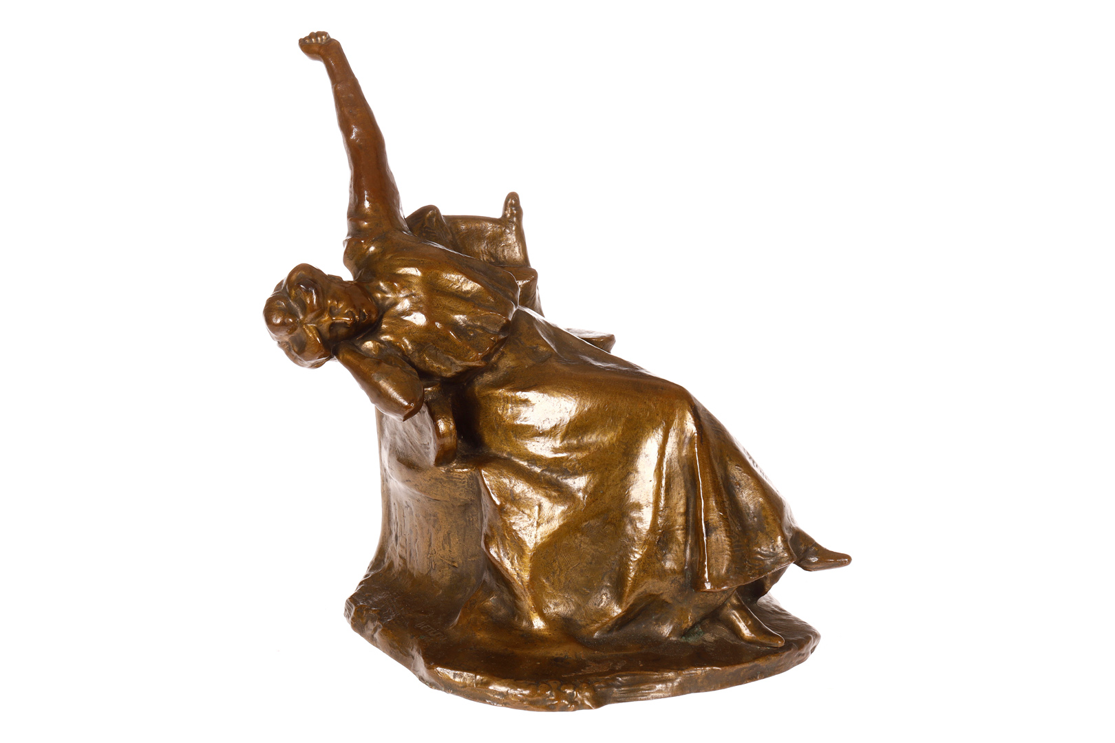 Bronzefigur ”Erwachendes Mädchen”, um 1910, signiert Betlen 906, ungarischer Bildhauer, Verz. im
