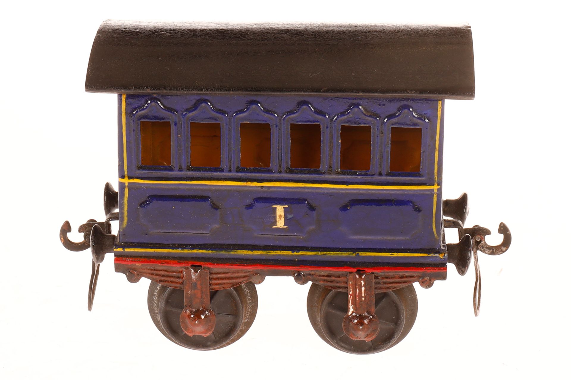 Märklin 4-teiliger Spur-1-Zug, uralt, handlackiert, mit B-Dampflok 1021, Uhrwerk intakt, nur - Image 8 of 10