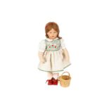 Käthe Kruse Puppe 35 H, ”kleine Puppe I”, neuere Produktion, Kunststoffkopf, Original-Kleidung,