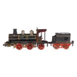 Märklin B-1 Dampflok D 1020, mit 2A-Tender, Spur 0, Uhrwerk intakt, handlackiert, mit