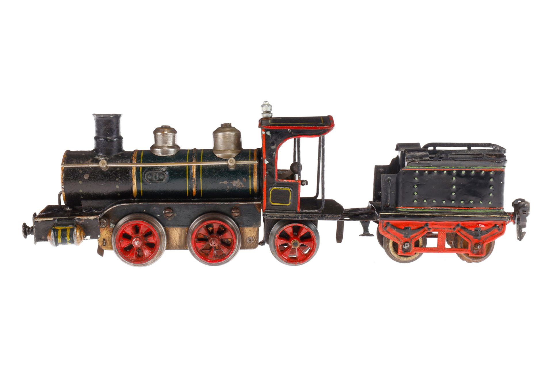 Märklin B-1 Dampflok D 1020, mit 2A-Tender, Spur 0, Uhrwerk intakt, handlackiert, mit