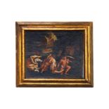 Ölgemälde, Biblische Szene, 17. Jh., Öl auf Leinwand, in goldenem Rahmen, 46 x 38 cm