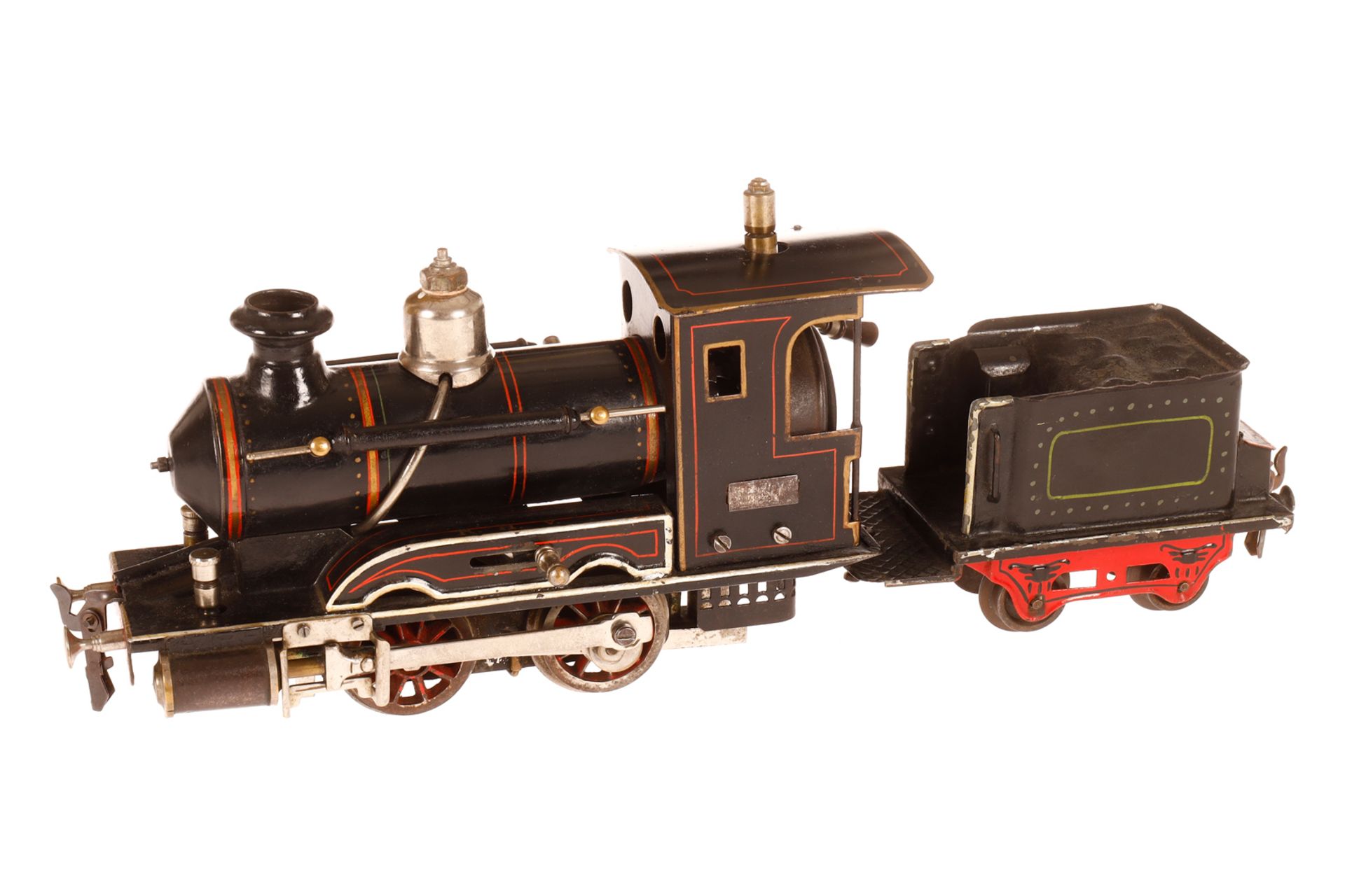 Märklin B- Dampflok ”R 0”, Spur 0, mit 2A-Tender, handlackiert, spiritusbetrieben, mit Pfeife,