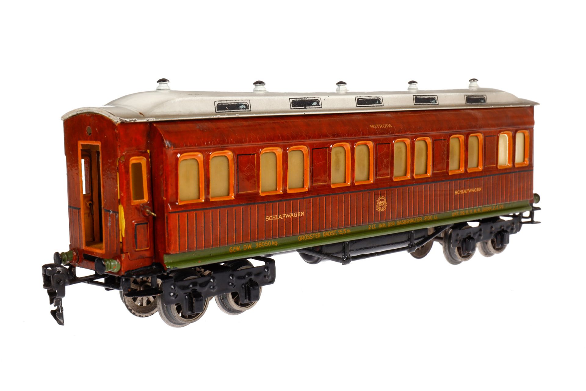 Märklin Mitropa Schlafwagen 1947 G, Spur 0, HL, mit Inneneinrichtung, 4 AT und Gussrädern, LS und - Bild 3 aus 5