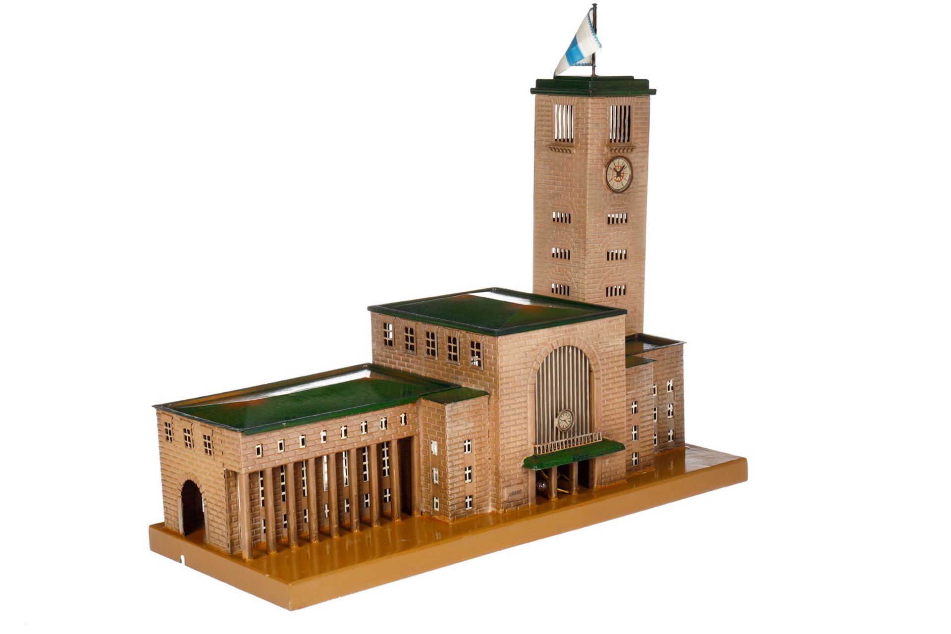 Märklin Stuttgarter Hauptbahnhof 2039 G, Spur 0, HL, mit Hallen- und Turmteil, Fahnenmast ergänzt, - Bild 5 aus 8