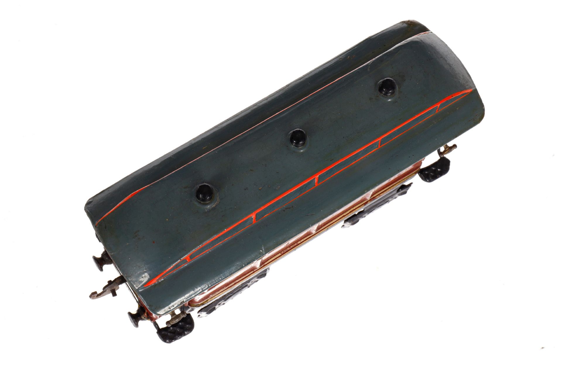 Märklin engl. Personenwagen 1841 MR, Spur 0, uralt, HL, mit Inneneinrichtung und 4 AT, Lüfter, imit. - Bild 4 aus 6