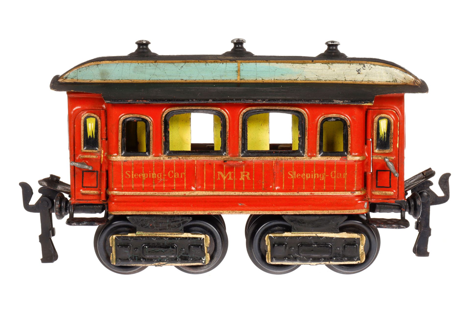 Märklin engl. Schlafwagen 1843 MR, Spur 0, uralt, HL, mit Inneneinrichtung und 4 AT, ohne