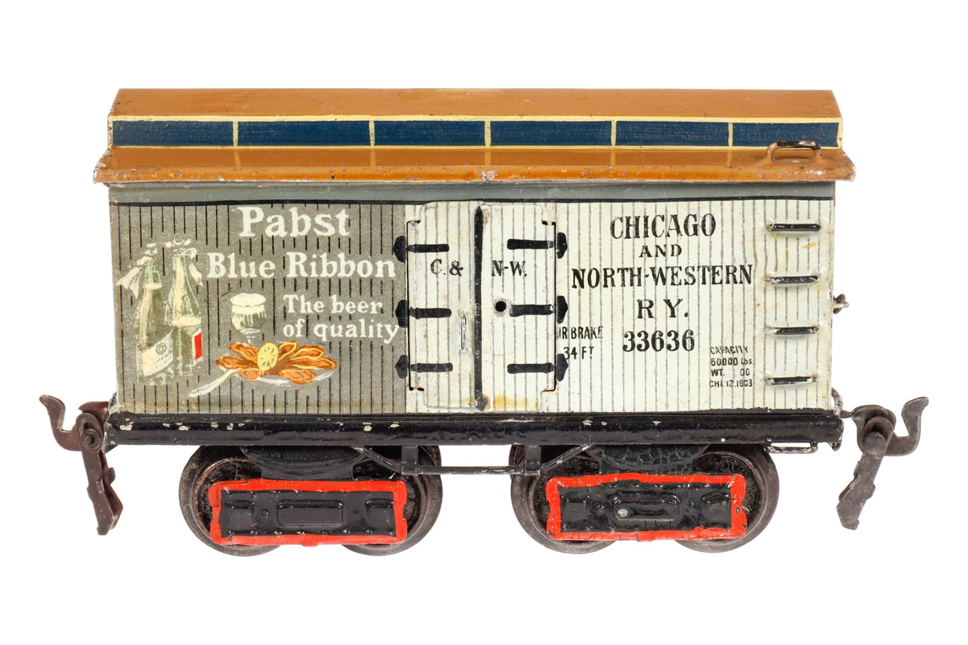 Märklin amerik. Papst Brewery Bierwagen 2959 P (1884 P), Spur 0, uralt, HL, mit 3 Doppeltüren, 1