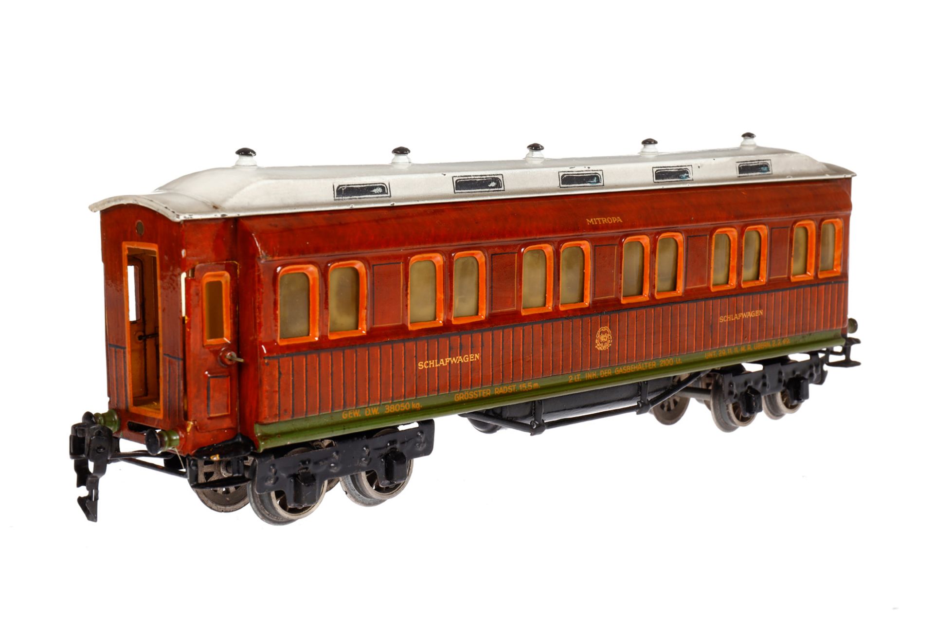 Märklin Mitropa Schlafwagen 1947 G, Spur 0, HL, mit Inneneinrichtung, 4 AT und Gussrädern, LS und - Bild 2 aus 5