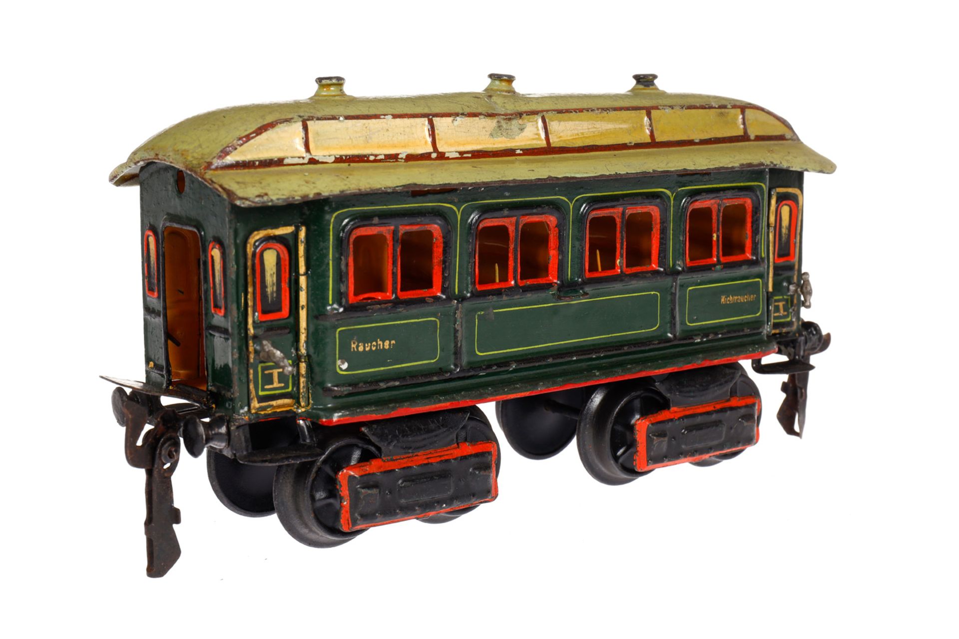 Märklin Personenwagen 1841, Spur 0, uralt, HL, mit Inneneinrichtung und 4 AT, ohne Schilder, 1 - Image 3 of 6