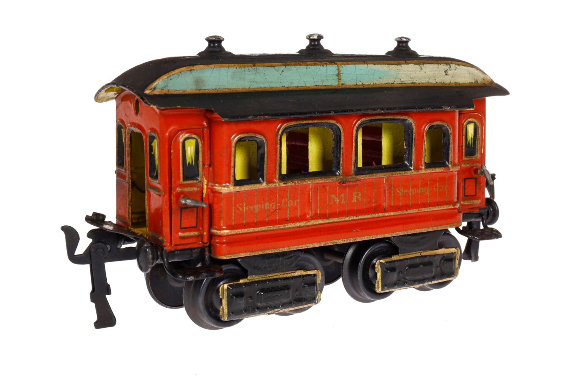 Märklin engl. Schlafwagen 1843 MR, Spur 0, uralt, HL, mit Inneneinrichtung und 4 AT, ohne - Bild 2 aus 6