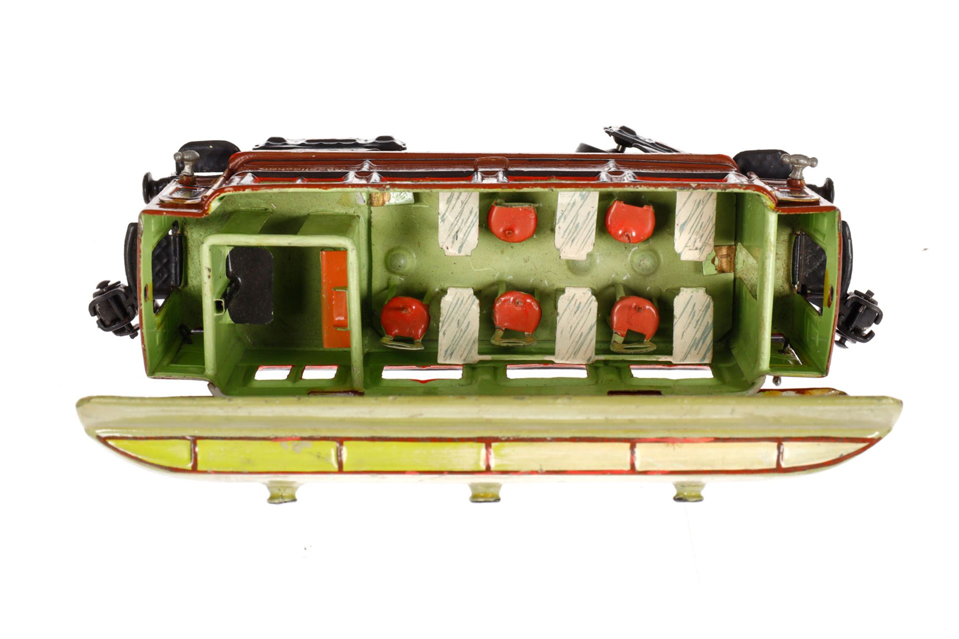 Märklin Speisewagen 1842, Spur 0, uralt, HL, mit Inneneinrichtung und 4 AT, ohne Schilder, Türgriffe - Bild 5 aus 6