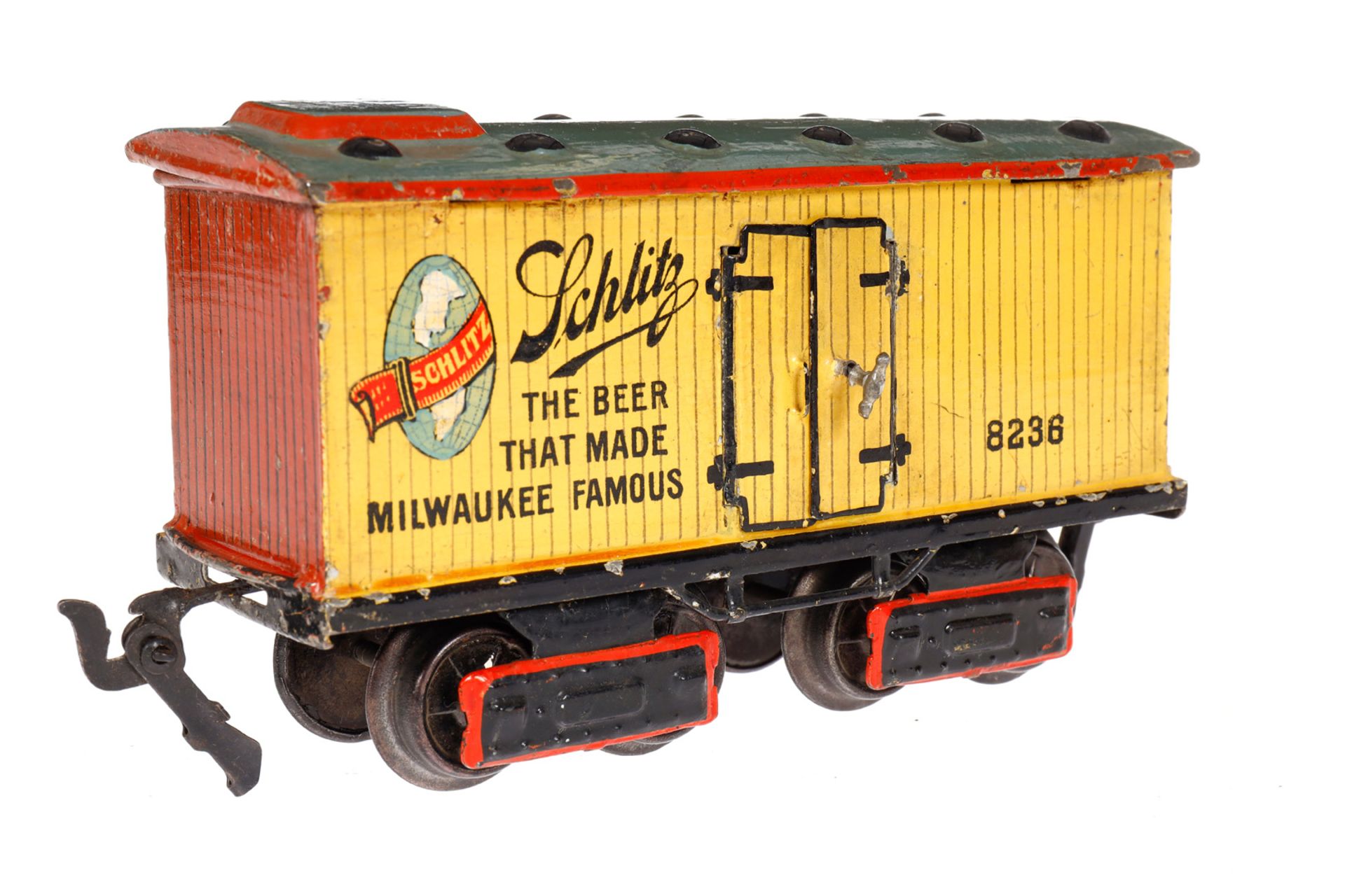 Märklin amerik. Schlitz Brewery Bierwagen 2959 S (1884 S), Spur 0, uralt, HL, mit 2 Doppeltüren, - Image 3 of 5