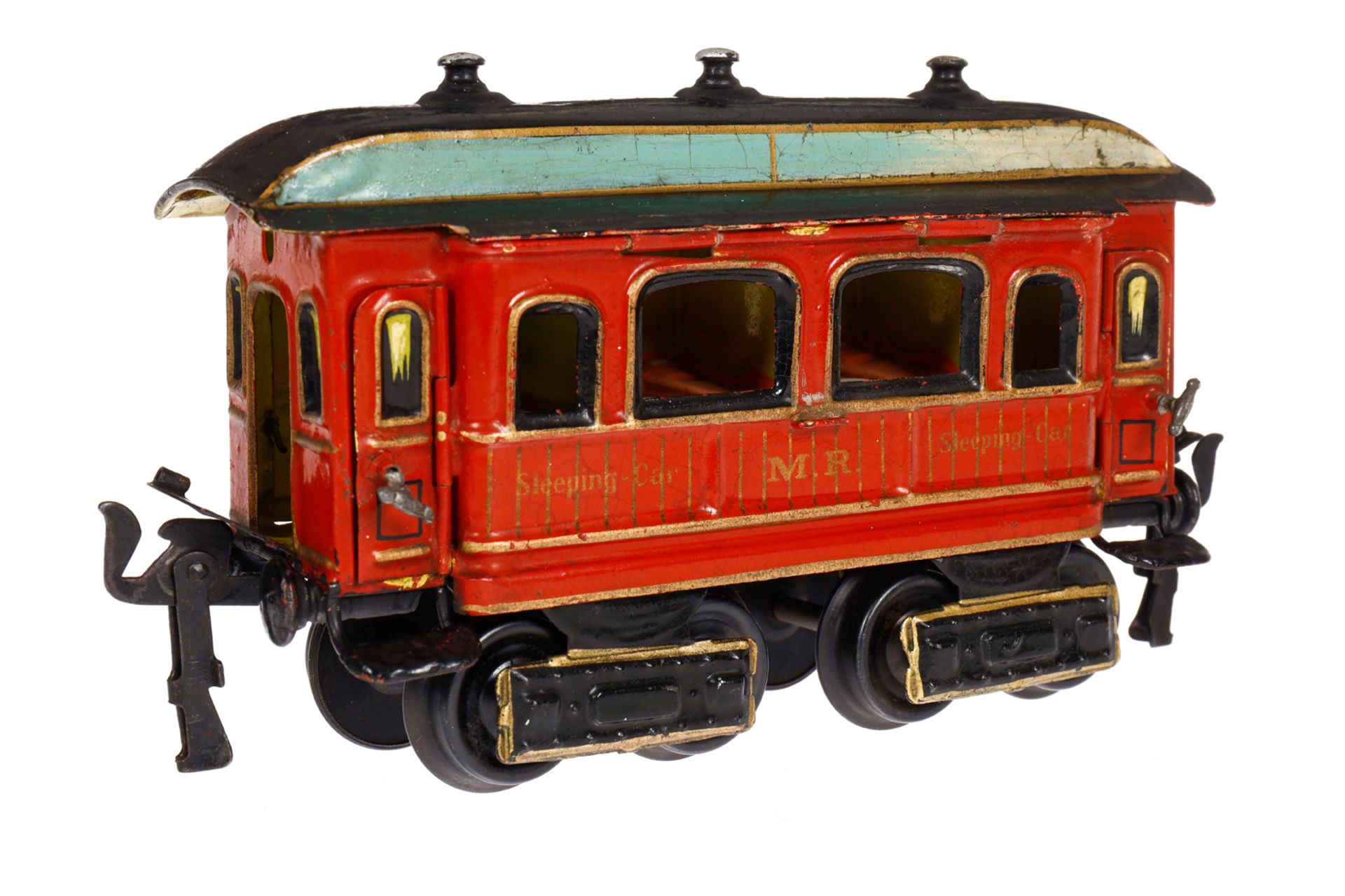Märklin engl. Schlafwagen 1843 MR, Spur 0, uralt, HL, mit Inneneinrichtung und 4 AT, ohne - Image 3 of 6
