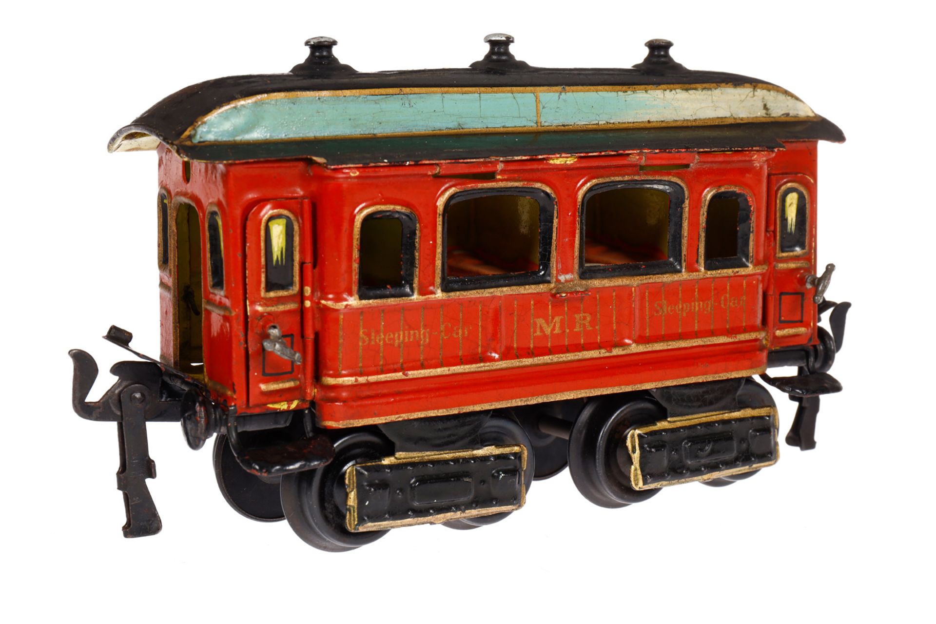 Märklin engl. Schlafwagen 1843 MR, Spur 0, uralt, HL, mit Inneneinrichtung und 4 AT, ohne - Bild 3 aus 6