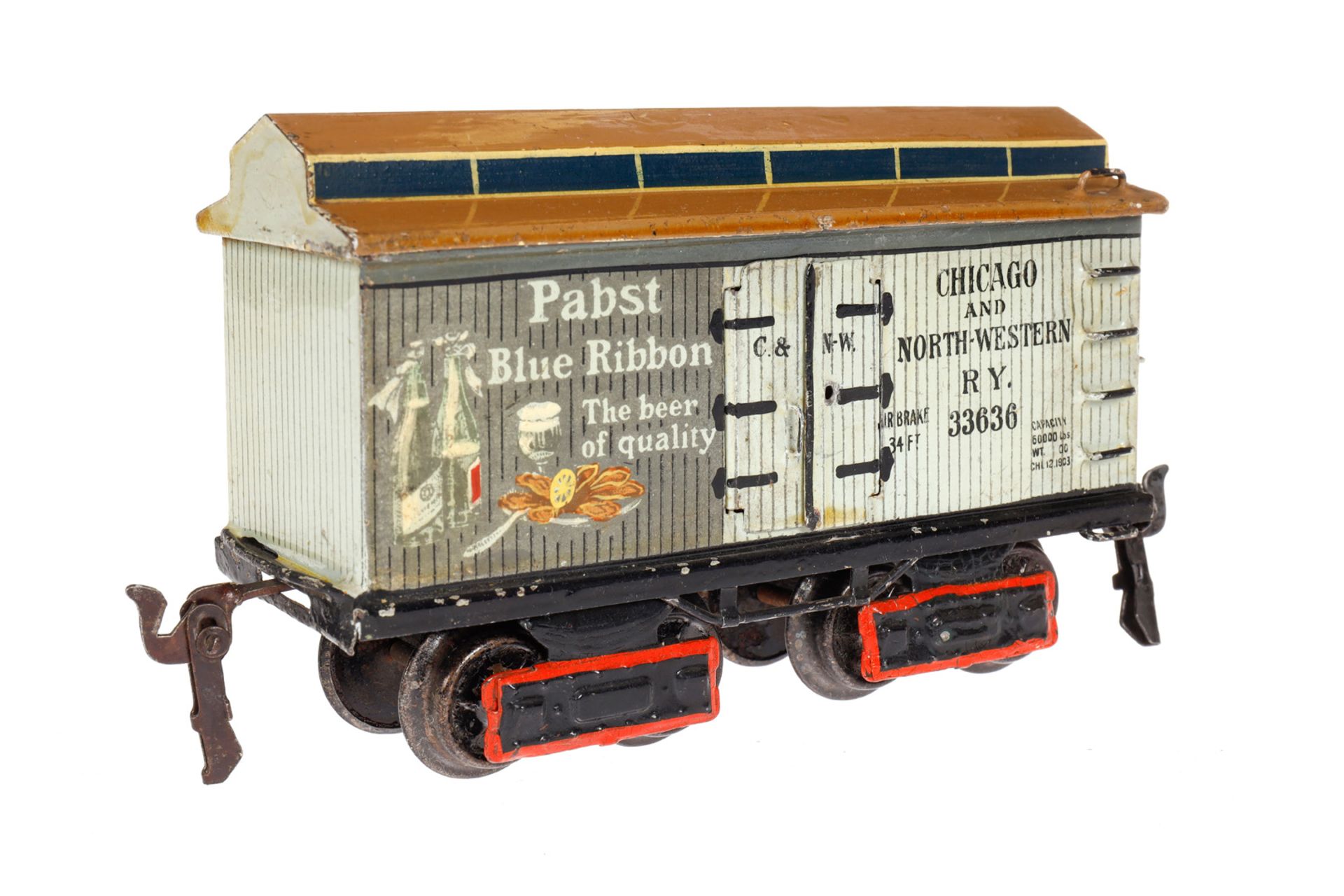 Märklin amerik. Papst Brewery Bierwagen 2959 P (1884 P), Spur 0, uralt, HL, mit 3 Doppeltüren, 1 - Bild 2 aus 6