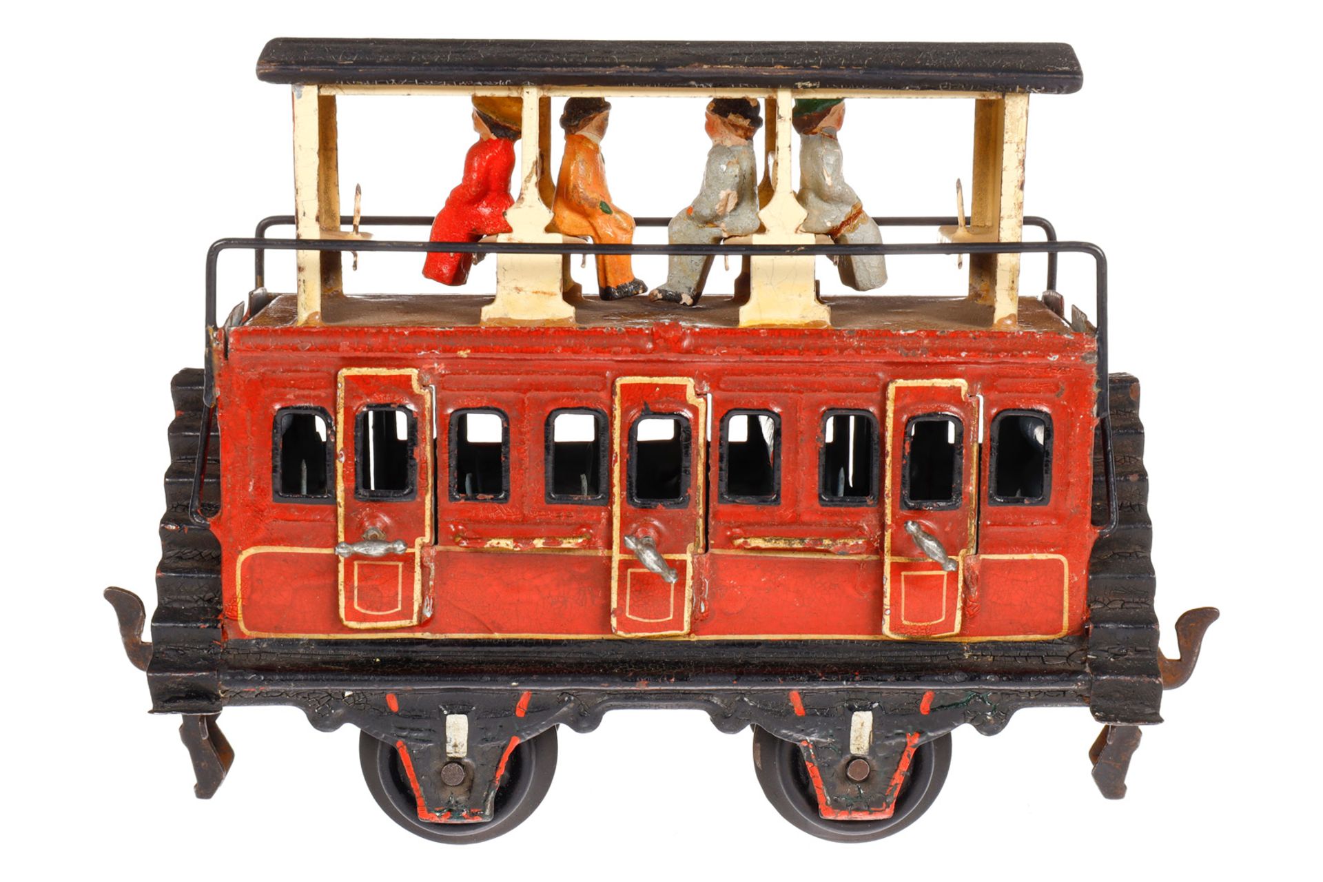 Märklin franz. Doppelstockwagen 2991 (3806), Spur 0, uralt, HL, mit Inneneinrichtung, 6 AT,