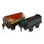 2 Märklin Güterwagen, Spur 0, HL, LS tw ausgeb., gealterter Lack, L 11, Z 3