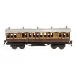 Märklin engl. Abteilwagen 2875 LNWR, Spur 0, CL, mit 10 AT, LS tw ausgeb., gealterter Lack, L 30,