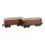 2 Märklin Mitropa Wagen 1886, Spur 0, CL, mit je 4 AT, LS, L 21,5, Z 4