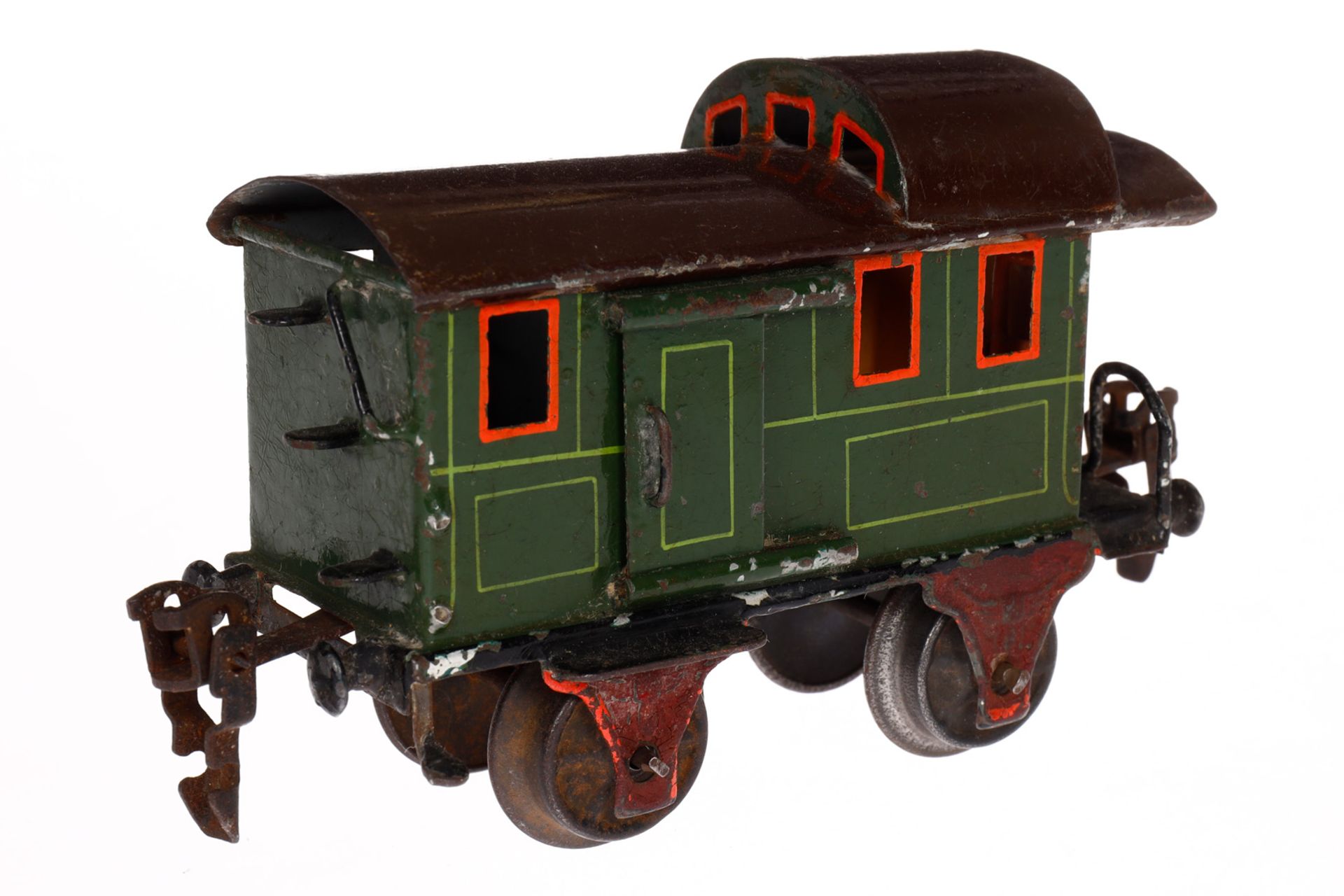 Märklin Gepäckwagen 1836, Spur 0, uralt, HL, mit Inneneinrichtung, 1 AT, 2 ST, Ola, Alterungs- und - Image 3 of 4