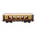 Bing engl. Speisewagen 3295 GWR, Spur 0, CL, mit Inneneinrichtung und 4 AT, LS und gealterter