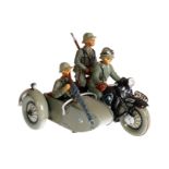 Militärmotorrad mit Fahrer, Sozius und Beiwagen mit Soldat an MG, L 10, Z 2