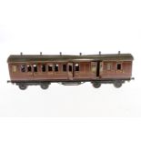 Basset-Lowke Abteil/Gepäckwagen 132 GWR, Spur 1, CL, mit Inneneinrichtung, 7 AT und 2 DT, Dach