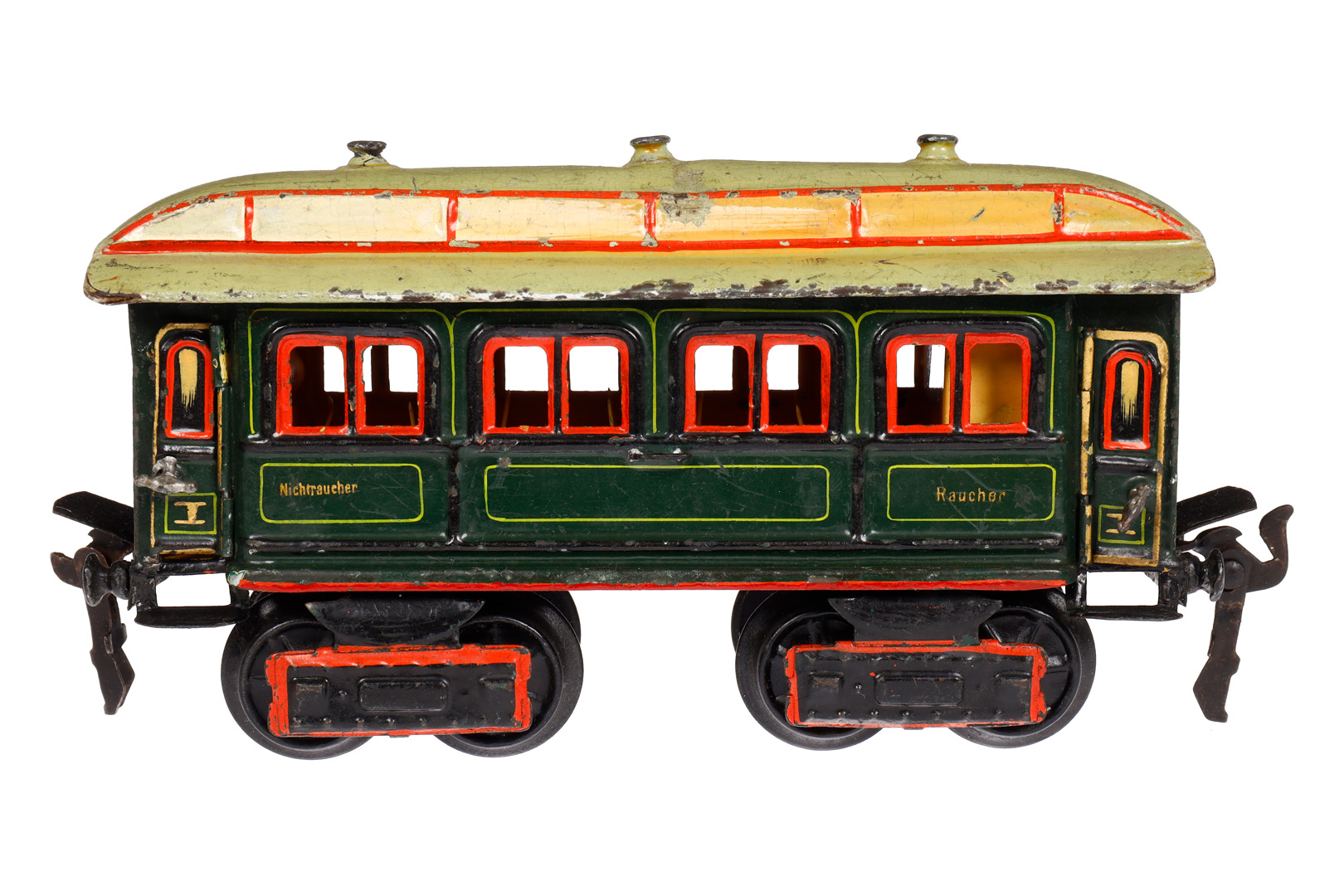Märklin Personenwagen 1841, Spur 0, uralt, HL, mit Inneneinrichtung und 4 AT, ohne Schilder, 1