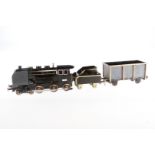 Eigenbau Lokomotive, Spurweite 54, mit 2 Märklin Baukasten-Motoren, dazu Tender und Wagen,