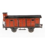 Märklin ged. Güterwagen 1929, Spur 1, HL, mit BRHh und 2 ST, LS tw ausgeb., gealterter Lack, L 23,5,