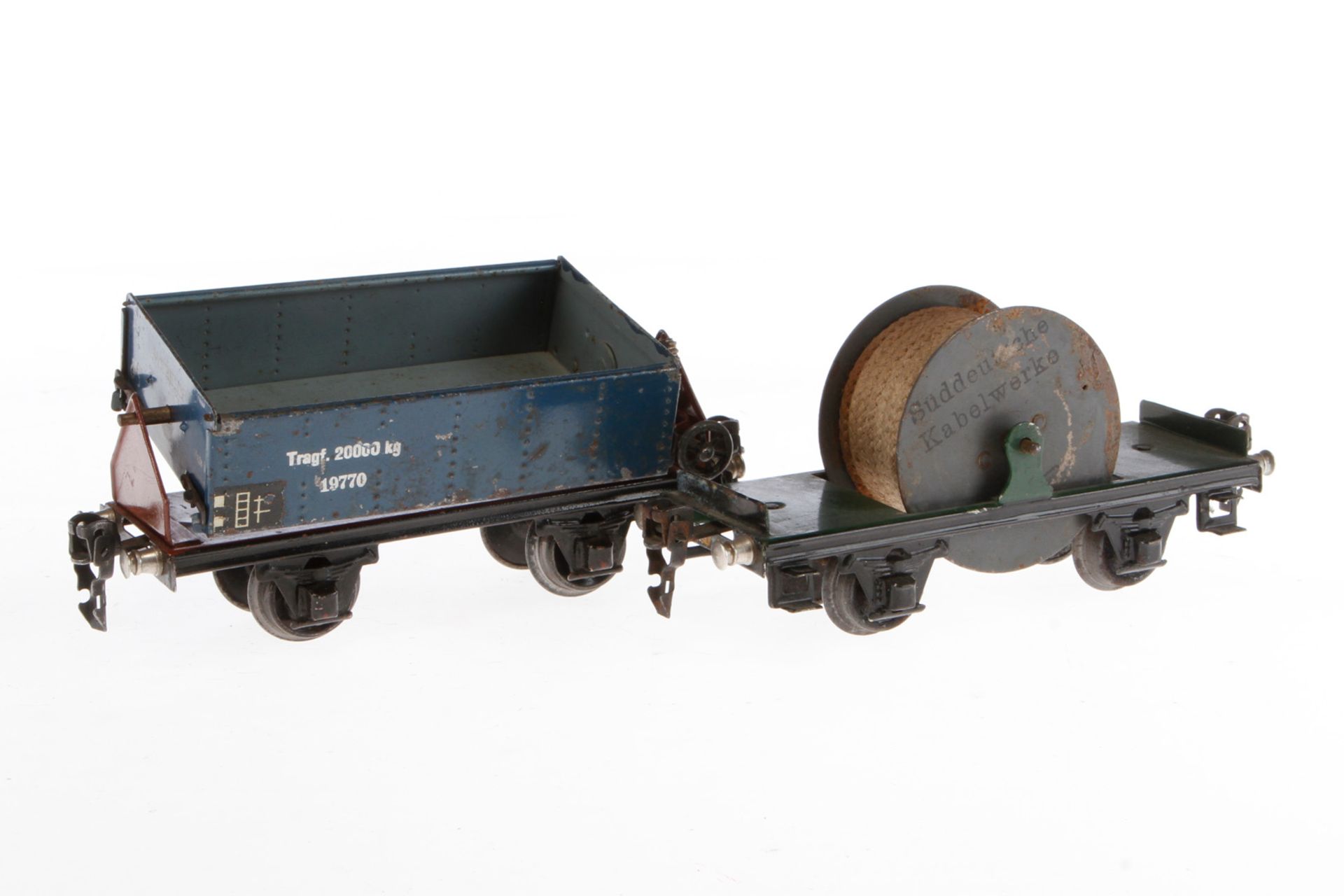 2 Märklin Güterwagen 1957 und 1977, Spur 0, HL, L 16,5, Z 4