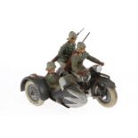 Motorrad mit Beiwagen, Masse, HL, mit 3 Figuren, L 11,5, Z 3