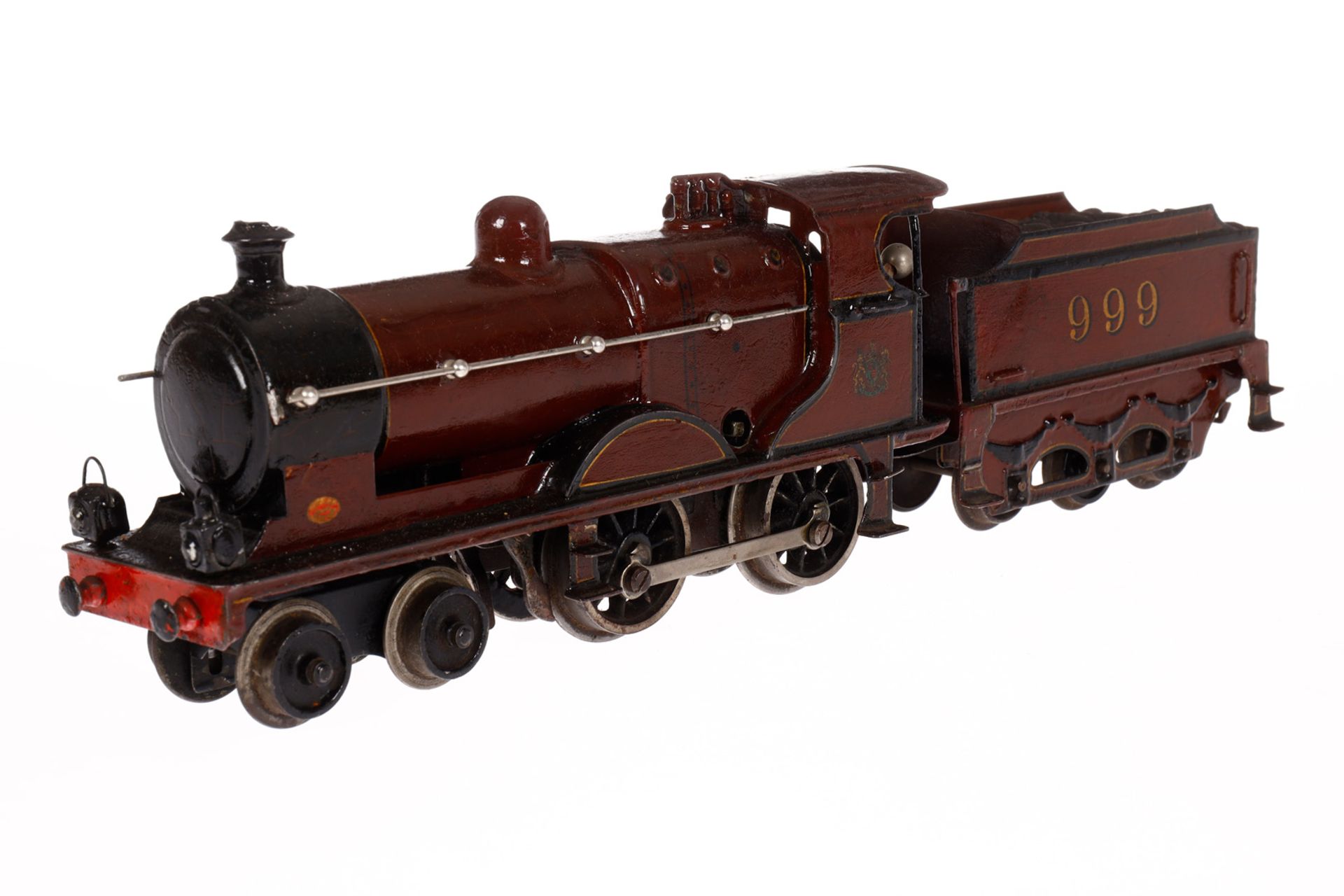 Märklin engl. 2-B Dampflok E 1020 MR, Spur 0, rotbraun/schwarz, mit Tender ”999” und 2 imit. - Bild 2 aus 6